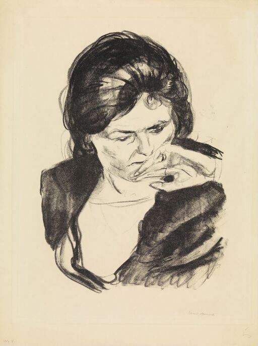 Woman with Her Hand by Her Mouth