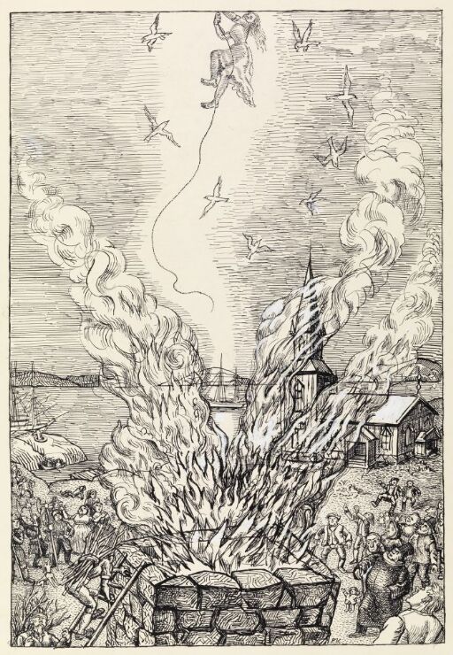 Illustrasjon til "På høiden av Aleksandria", P. Chr. Asbjörnsen og J. Moe, Samlede eventyr, 1936