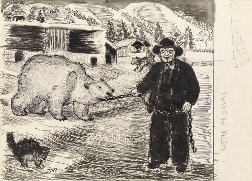 Illustrasjon til "Kjetta på Dovre", P. Chr. Asbjörnsen og J. Moe, Samlede eventyr, 1936