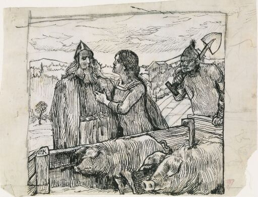 Illustrasjon til "Olav Tryggvasons Saga" i  Snorre Sturlason, Kongesagaer, Kristiania 1899