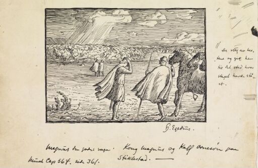Illustrasjon til "Magnus den Godes Saga, i Snorre Sturlason, Kongesagaer, Kristiania 1899