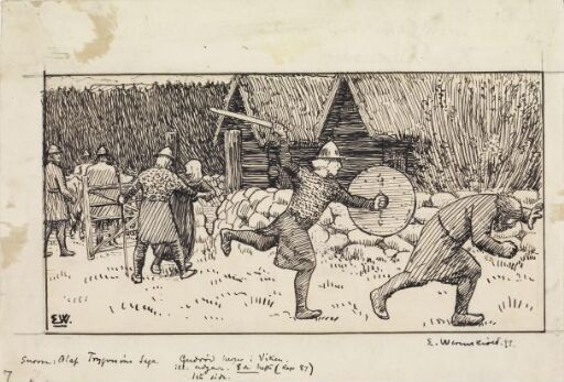 Illustrasjon til "Olav Trygvesøns Saga", Snorre Sturlason, Kongesagaer, Kristiania 1899