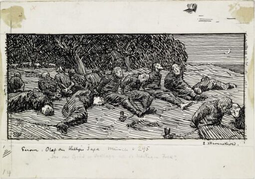 Illustrasjon til "Olav den Helliges Saga" i Snorre Sturlason, Kongesagaer, Kristiania 1899