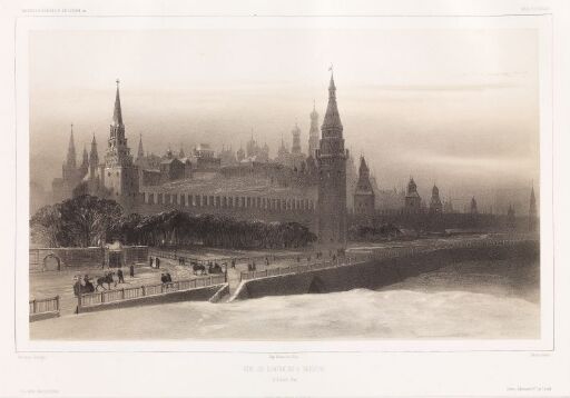 Utsikt over Kremlin i Moskva 13 januar 1840