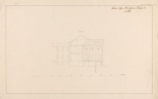 Museumsbygningen, snitt gjennom østfløyen