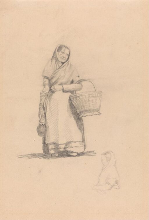 Woman Carrying a Jar and a Basket