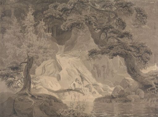 Oak Forest with a Figure by the Water
