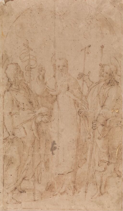 Den hellige Antonius flankert av Johannes Døperen og den hellige Rochus