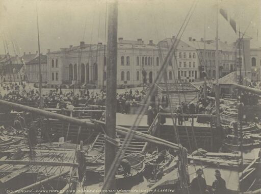 Bergen - Fisketorvet med Börsen (omkr. 1870)