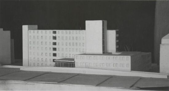 Modell av barneklinikken ved Rikshospitalet, fasade mot nordvest