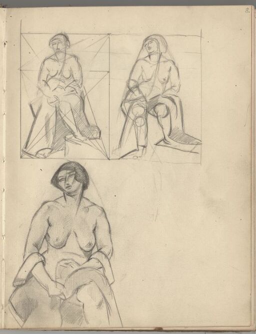 Three seated female Nudes