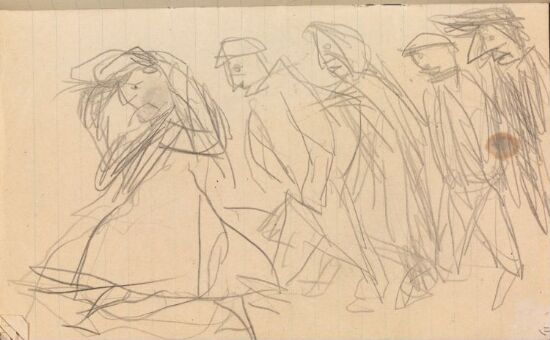 Fem figurer på rekke