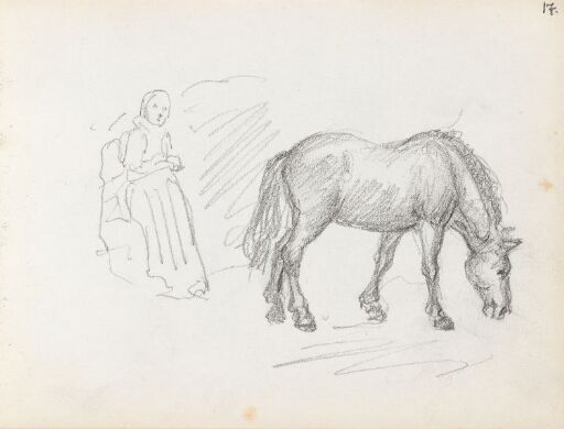 Kvinnefigur og hest