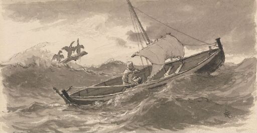 Illustrasjon til "Skarvene fra Udrøst" i P. Chr. Asbjørnsen, Norske Folke- og Huldre-Eventyr i Udvalg, Kjøbenhavn 1879