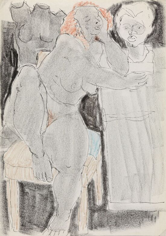 Sitting Nude at Sculpture