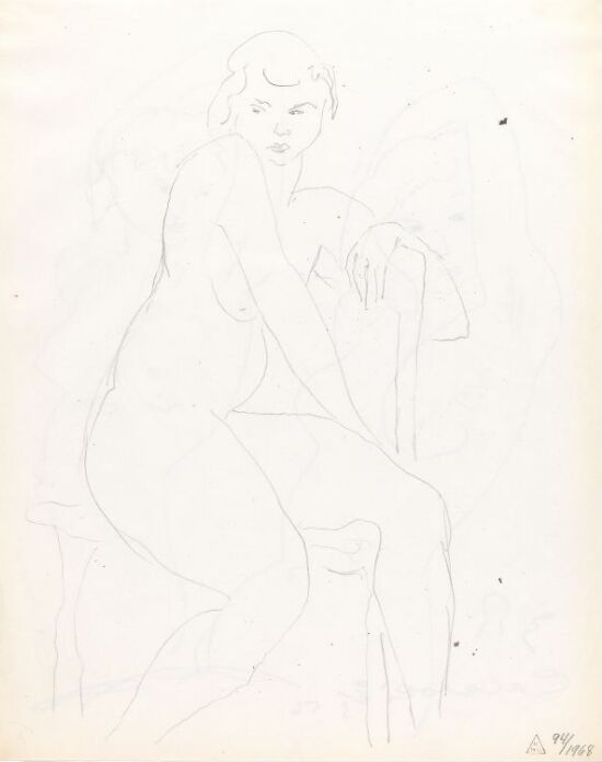 Sittende kvinnelig akt