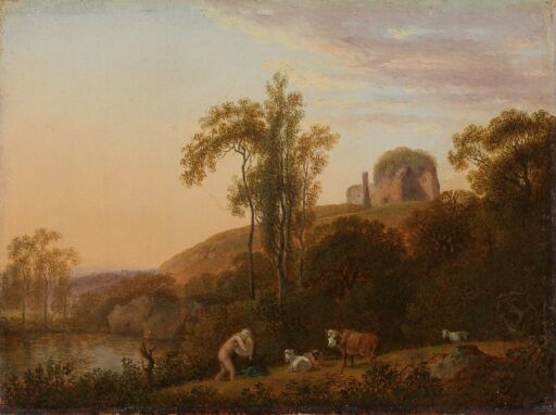 Italian Landscape with Ruins and bathing Woman