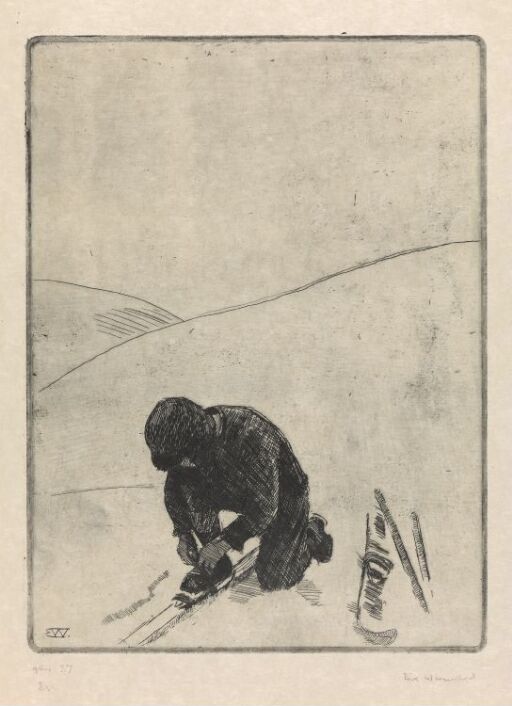 Gutt som binder på seg skiene