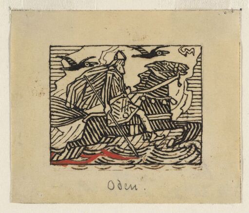 Odin. Vignett til Harald Hårfagres saga, Snorres Sturlason, Kongesagaer, Kristiania 1899