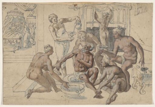 The Rich Man Bathing, Tended by Women