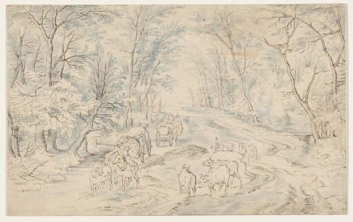 Landscape with carriages and cows
