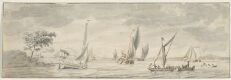 Coastal Landscape with Sailboats