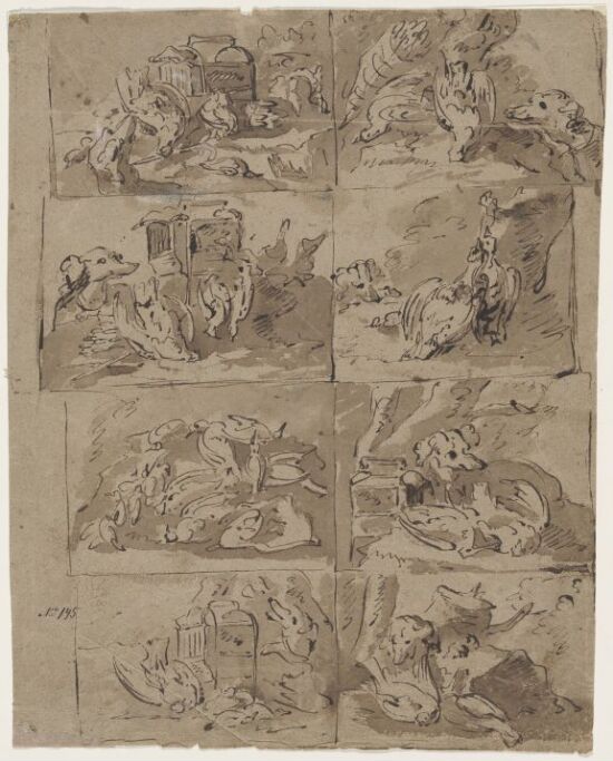 Åtte studier av jaktbytte med hund og fugler