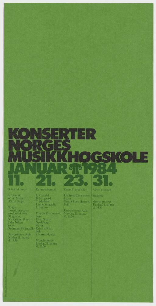 Konserter Norges Musikkhøgskole januar 1984