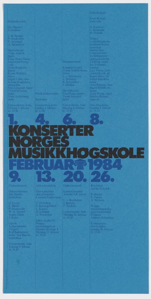 Konserter Norges Musikkhøgskole februar 1984