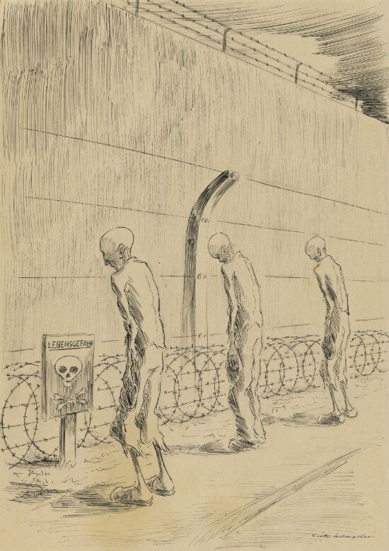 Ved porten. Fra Sachenhausen konsentrasjonsleir